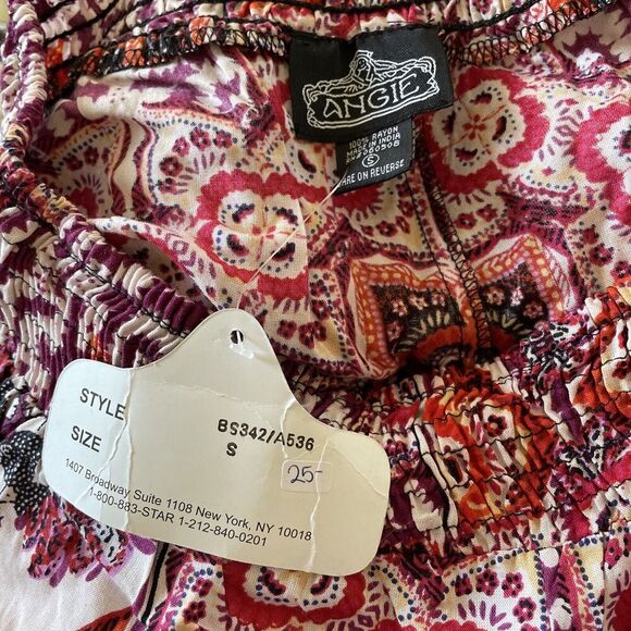 Angie women shorts NWT Small Purple Orange Red boho Hippie pull on Elastic Waist - Picture 4 of 6